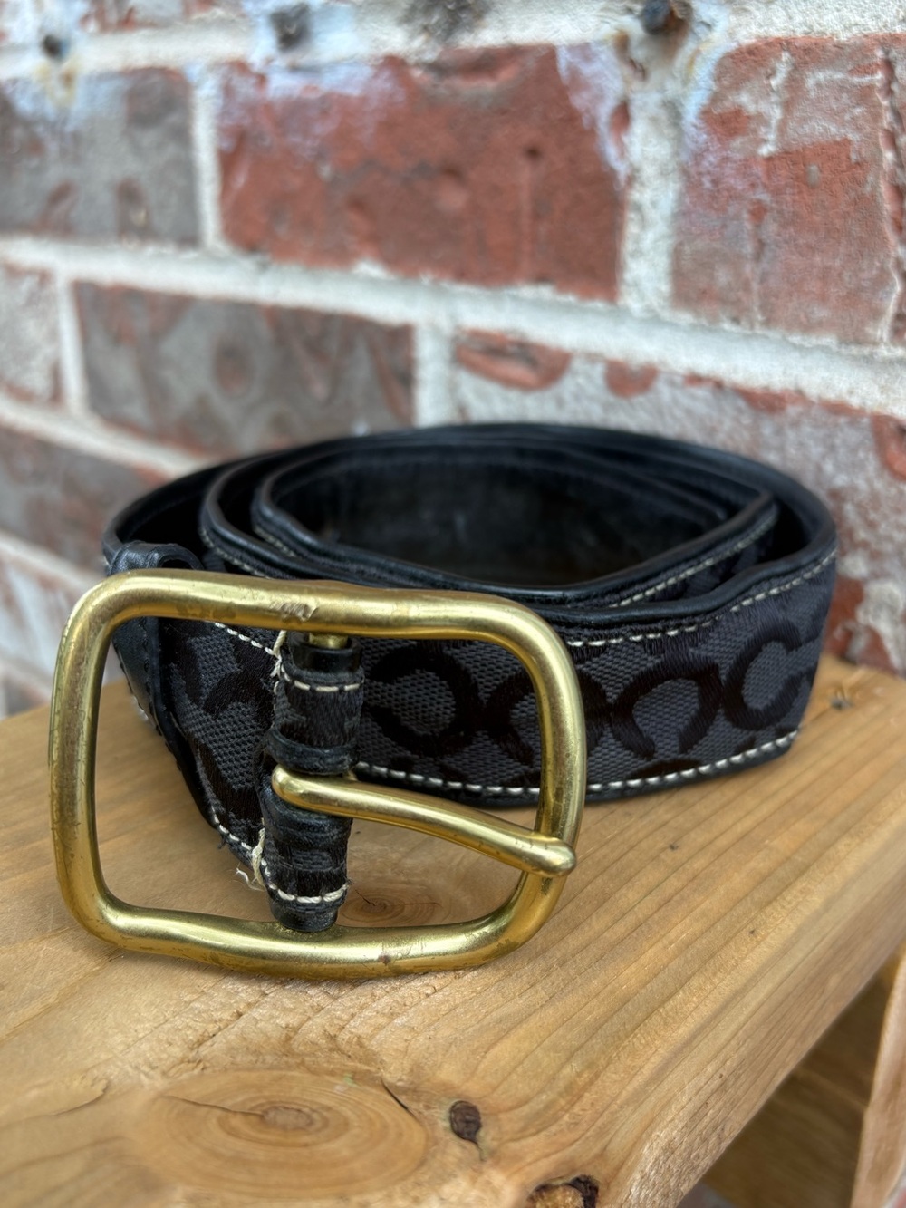 Coach vintage Y2K signature jacquard canvas belt black size S